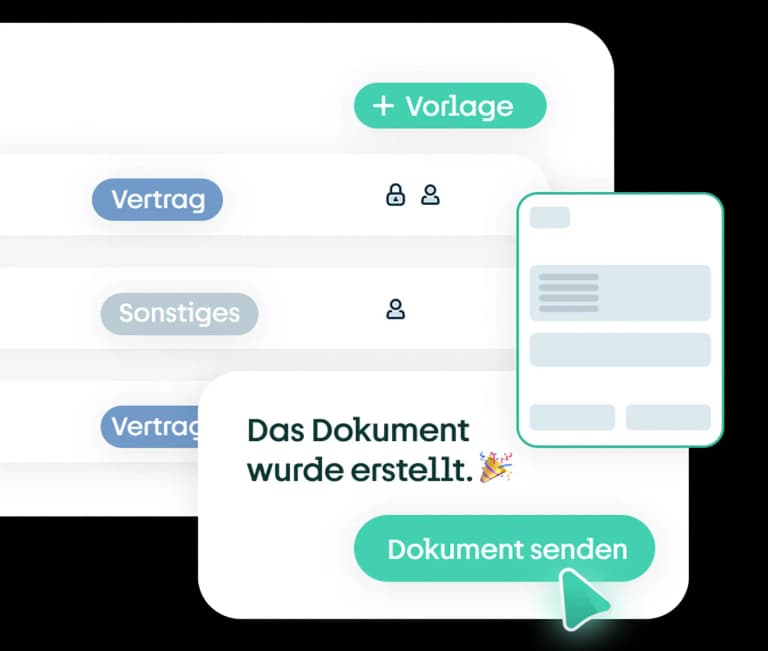 Screenshot zum Erstellen und Unterzeichnen digitaler Dokumente